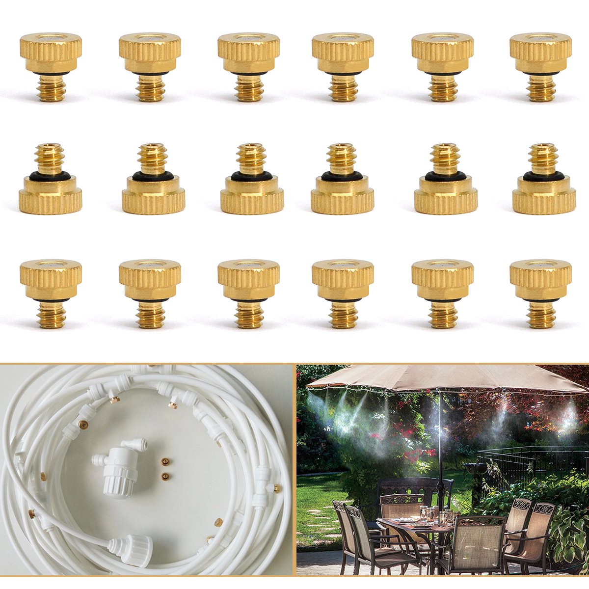 Aootech Brass Misting Nozzles displayed on a table