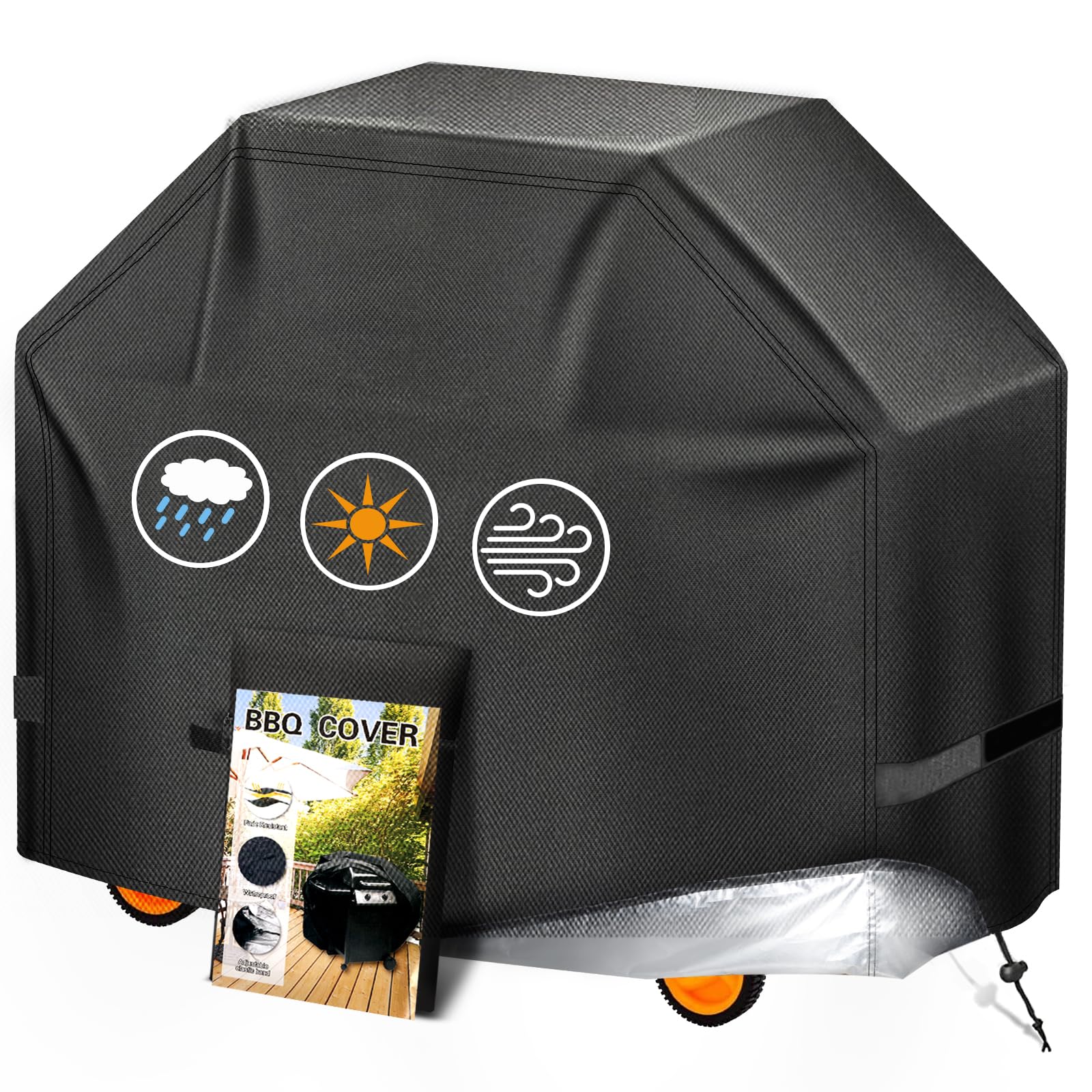 Aoretic 60-inch grill cover front view in black