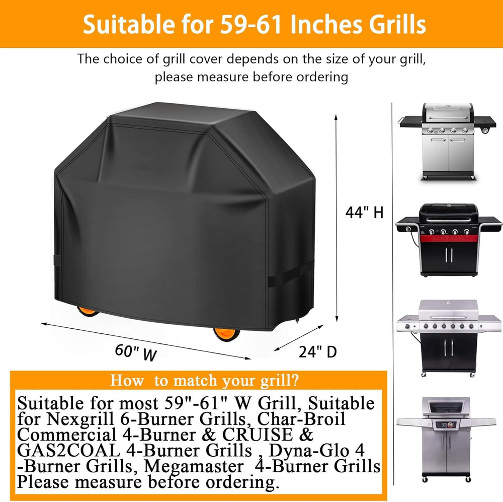 Aoretic Grill Cover 60 inch side view showcasing adjustable straps