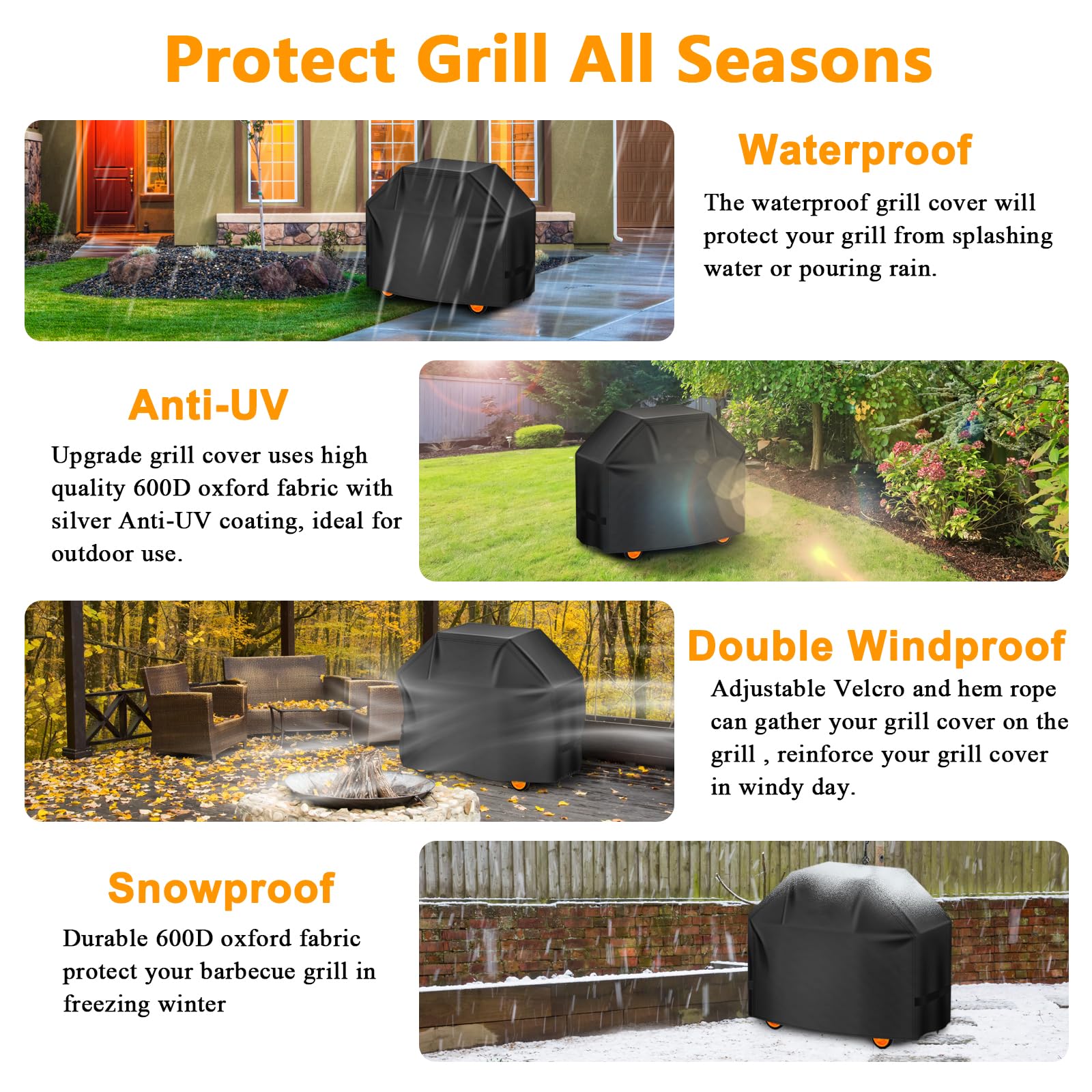 Aoretic grill cover demonstrating UV resistance in sunlight