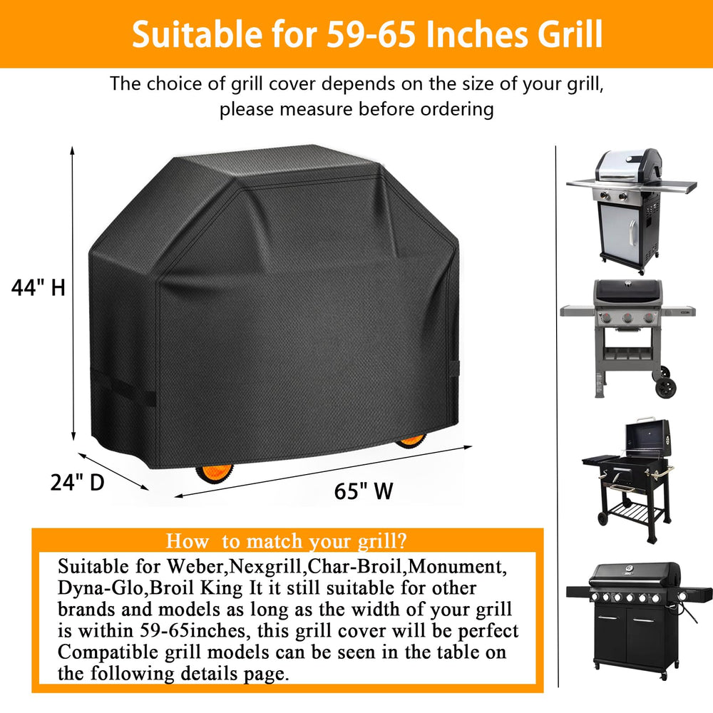 Aoretic grill cover showcasing dimensions 65 x 24 x 44 inches