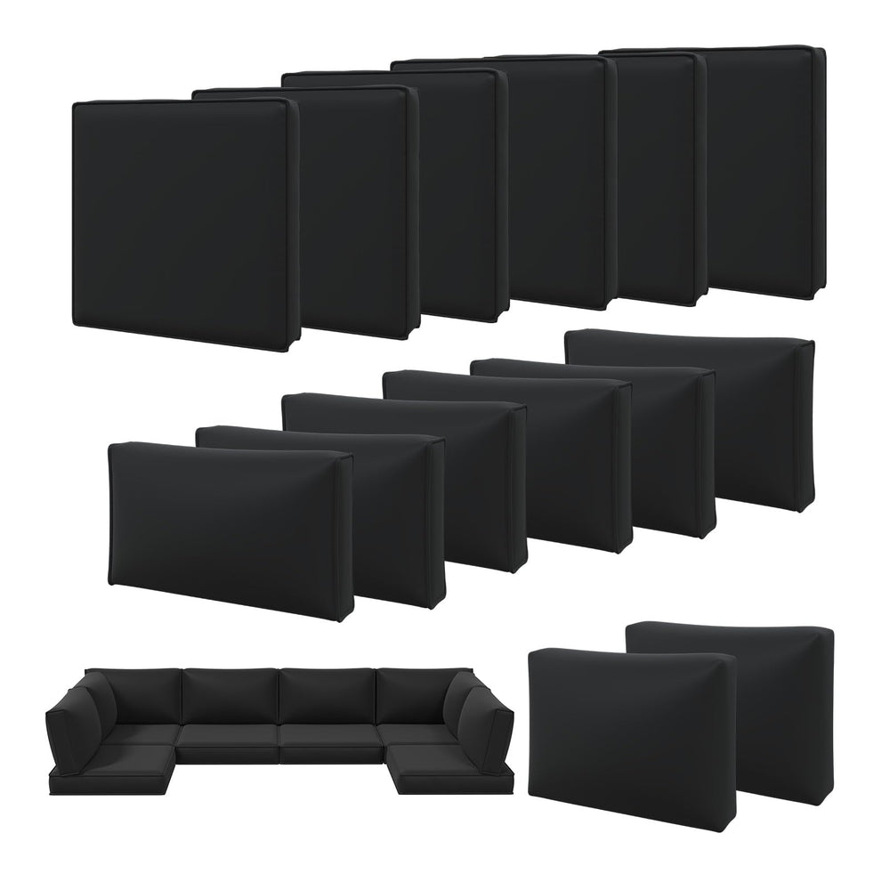 Aoxun 14-piece waterproof cushion covers in black for outdoor furniture