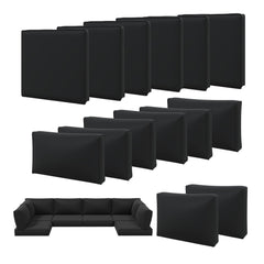 Aoxun 14-piece waterproof cushion covers in black for outdoor furniture