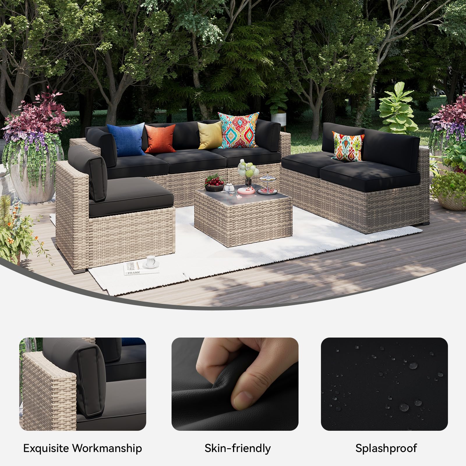 Aoxun cushion covers fitted on a 6-seat sectional sofa