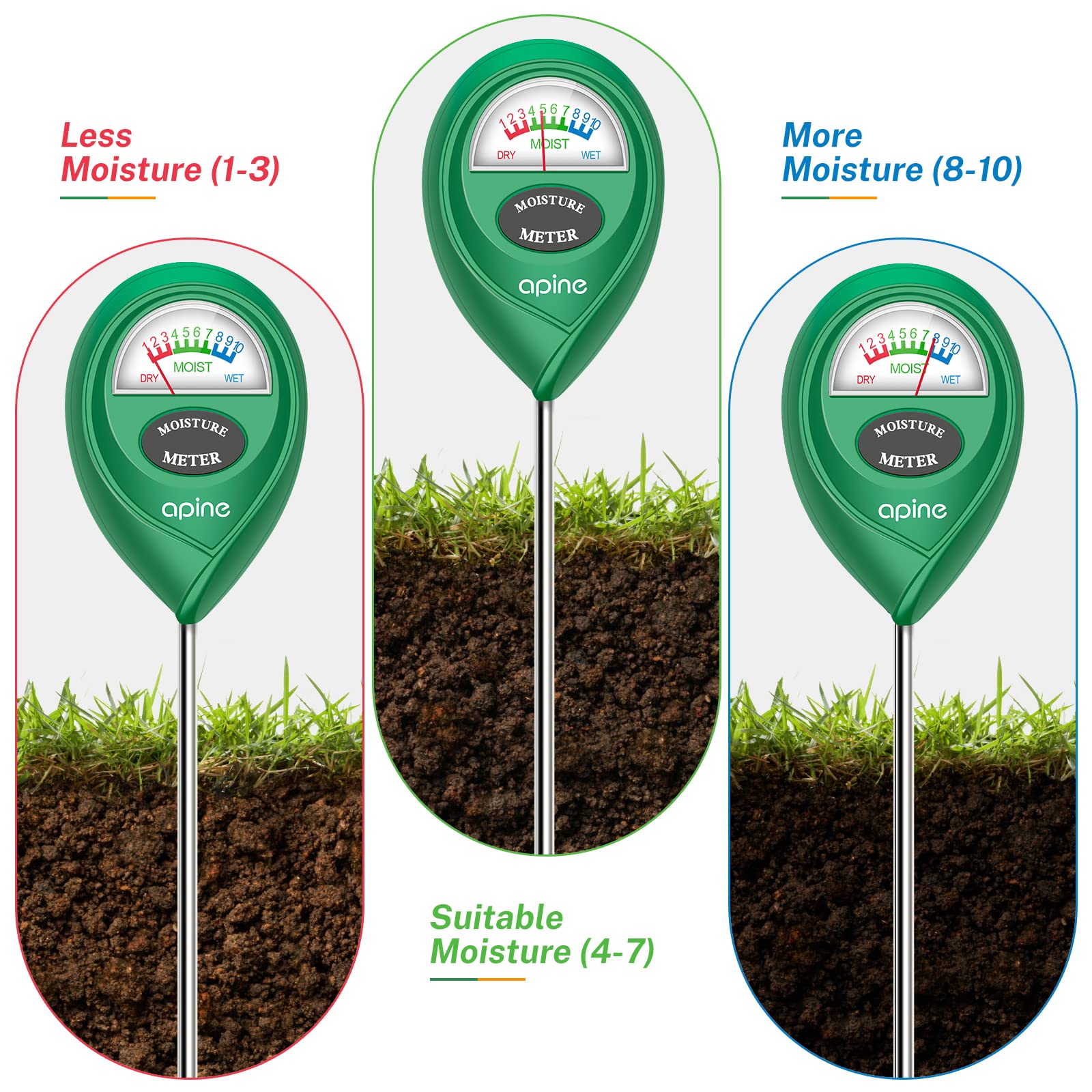 apine Soil Moisture Meter next to outdoor plants
