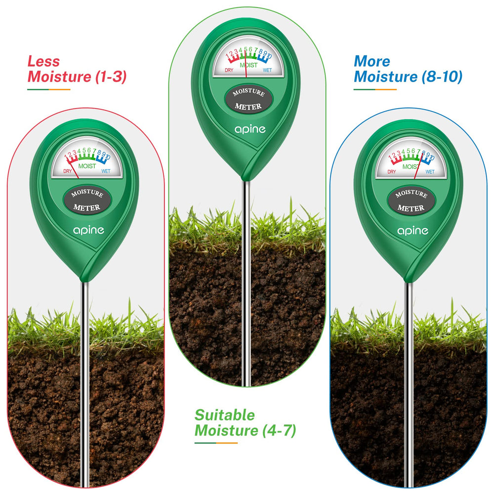 apine Soil Moisture Meter next to outdoor plants