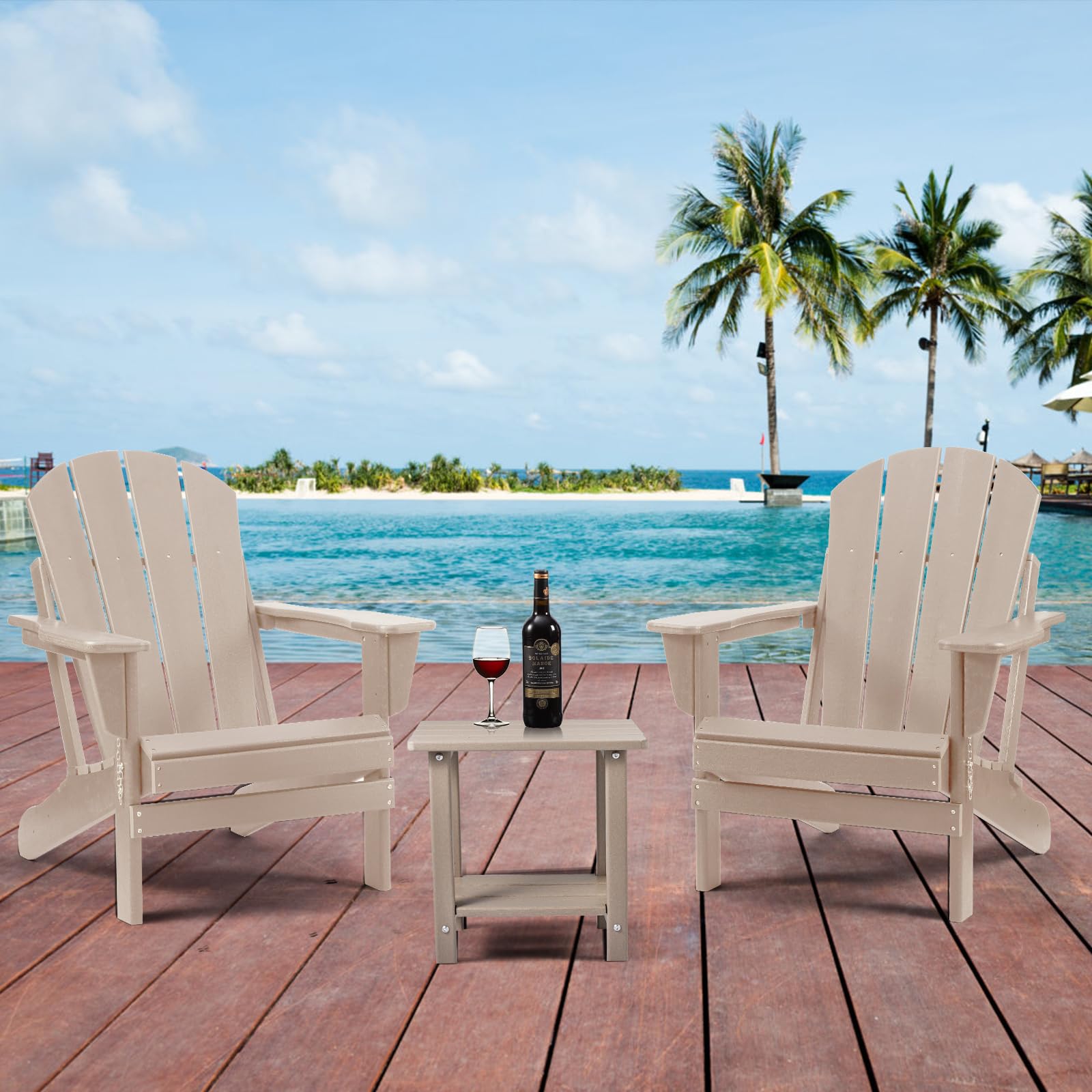Apolimi Adirondack Outdoor Side Table assembled with decorative items