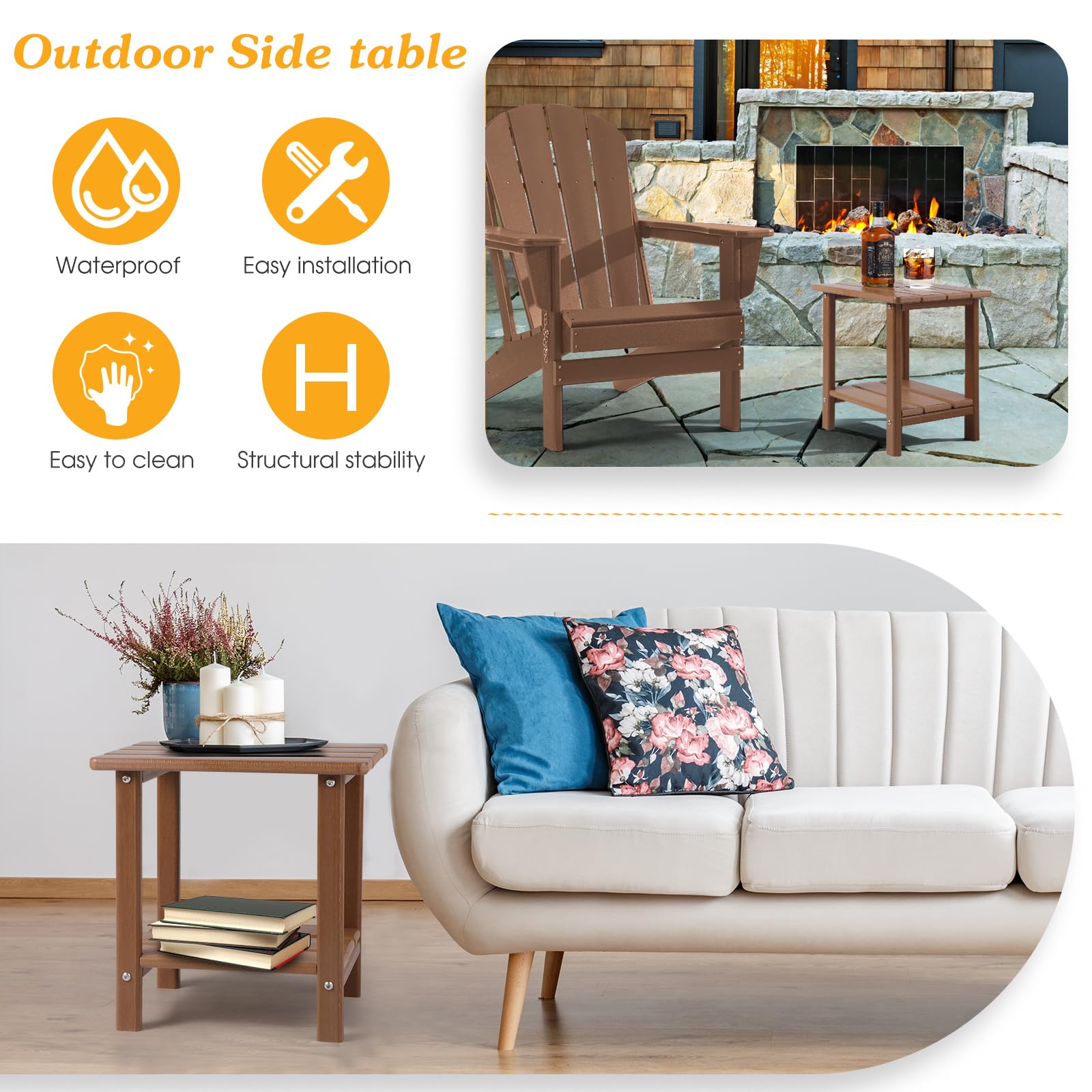 Apolimi Adirondack Outdoor Side Table back view
