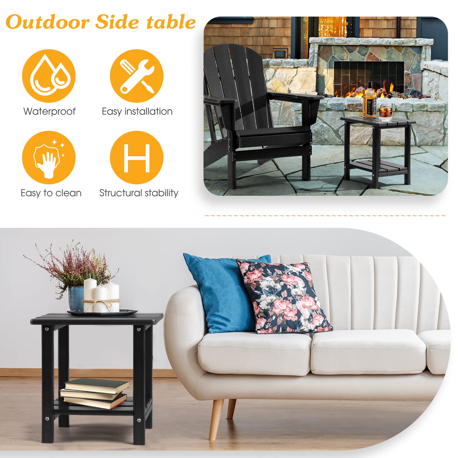 Apolimi Adirondack Outdoor Side Table black assembly tools included