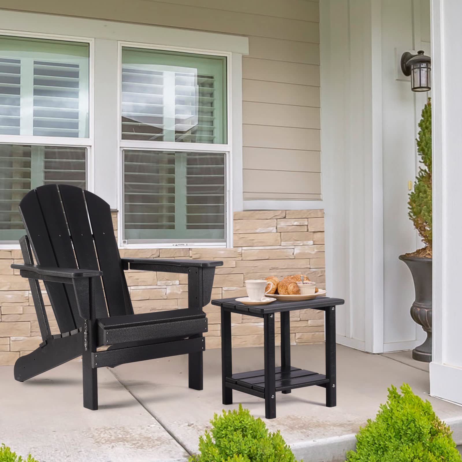 Apolimi Adirondack Outdoor Side Table black in outdoor setting