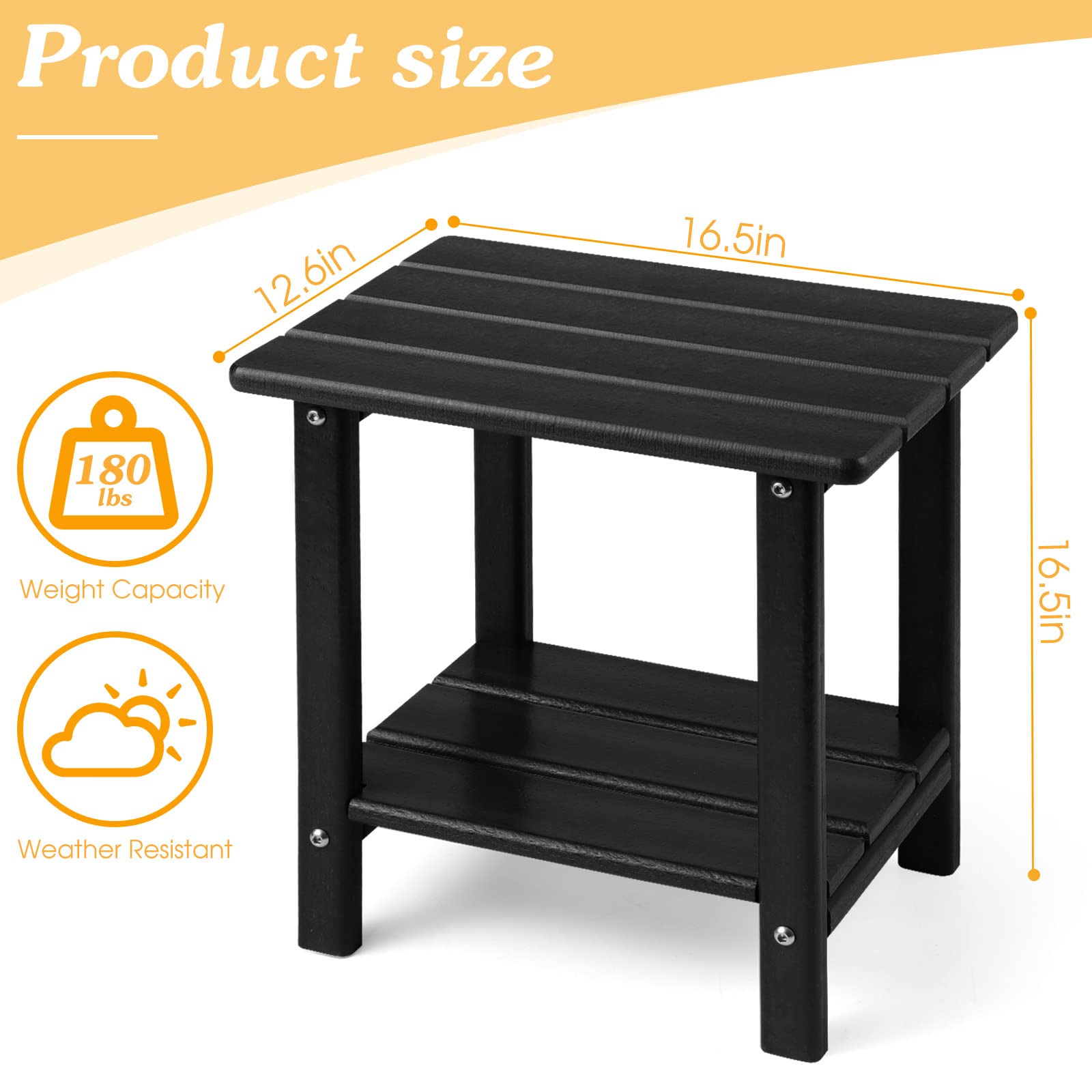 Apolimi Adirondack Outdoor Side Table black side view