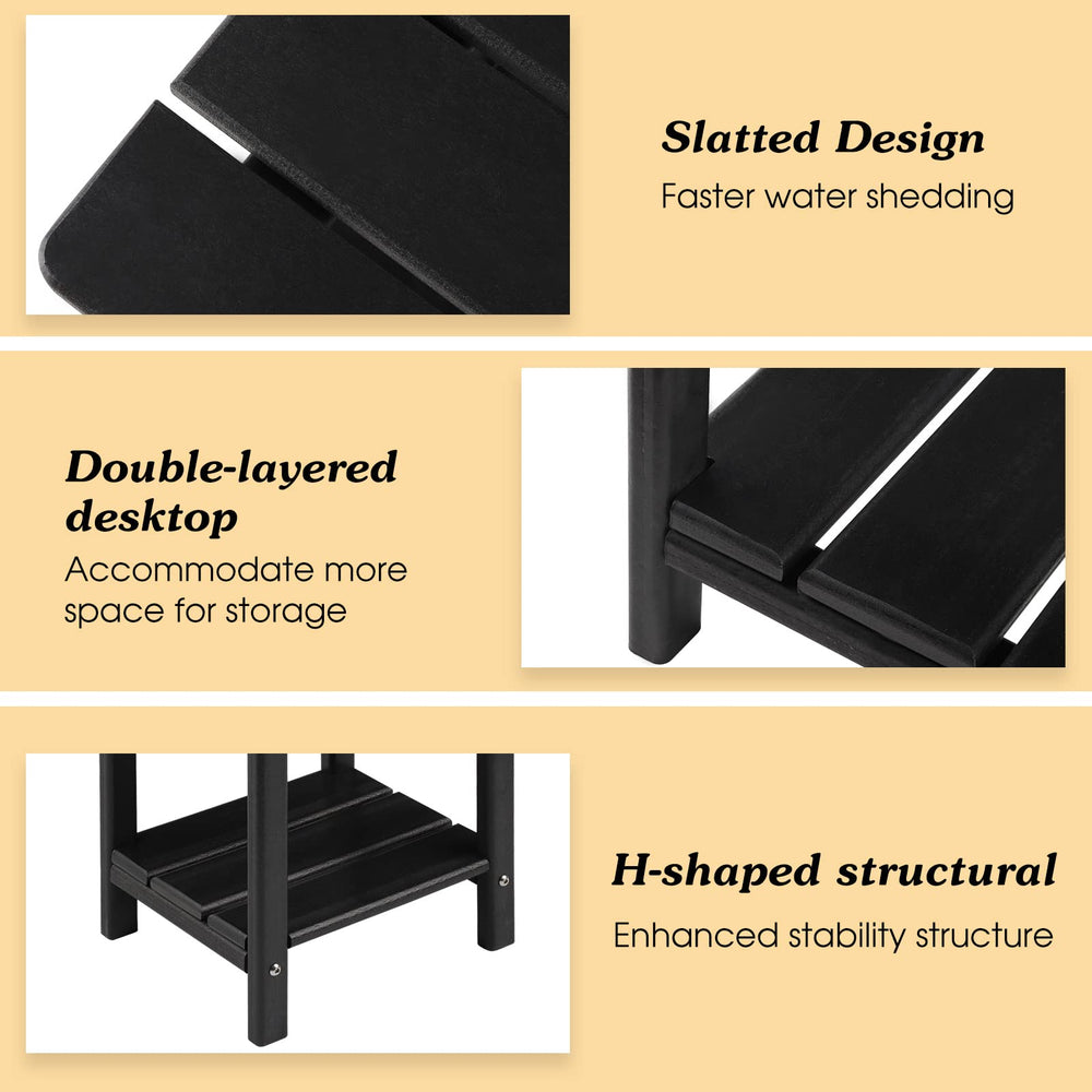 Apolimi Adirondack Outdoor Side Table black with drinks and books