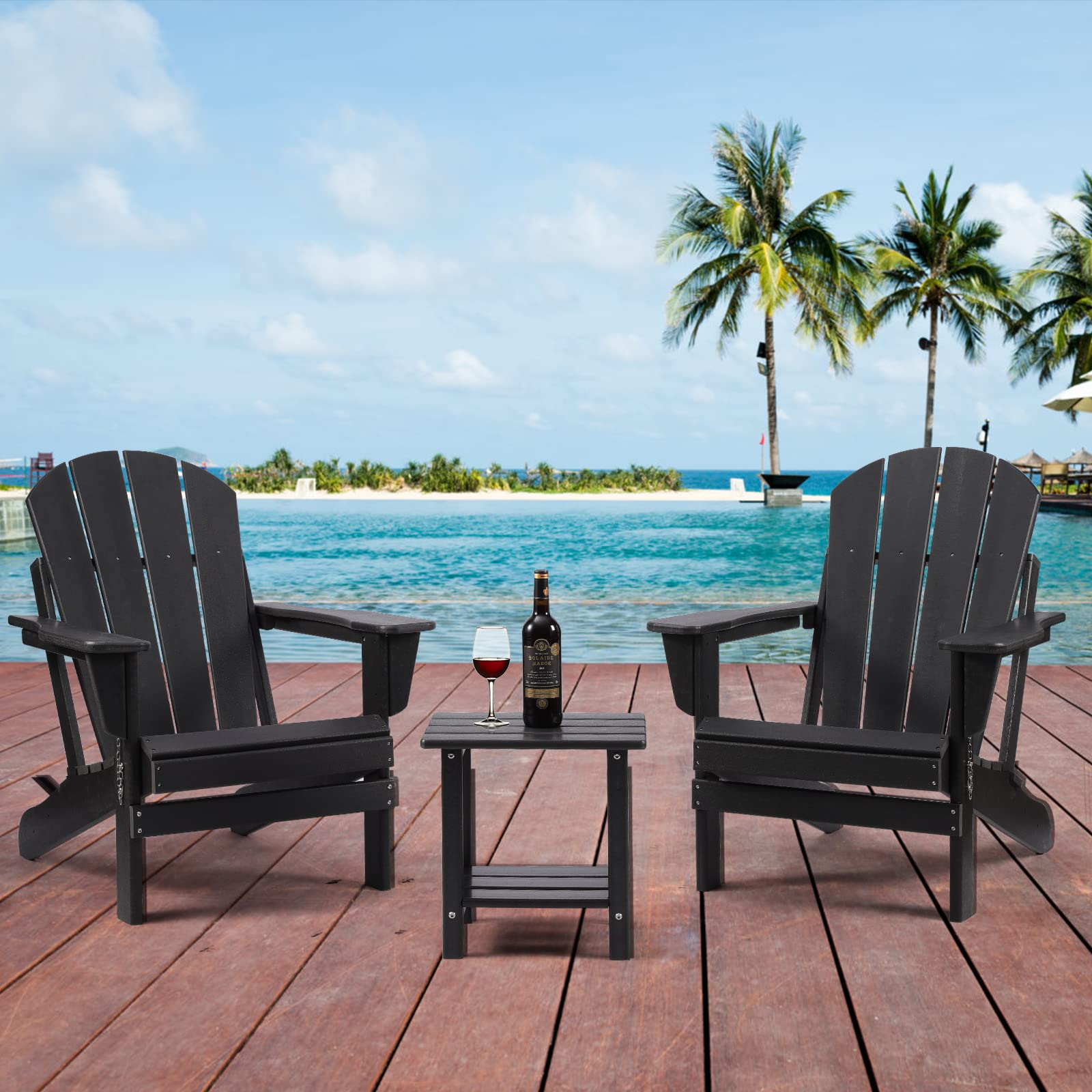Apolimi Adirondack Outdoor Side Table black with patio furniture
