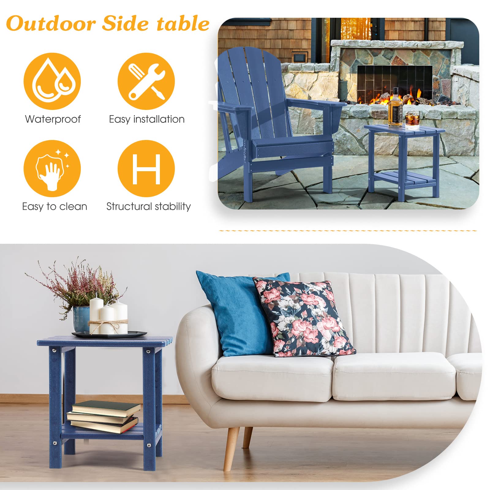 Apolimi Adirondack Outdoor Side Table dark blue close-up