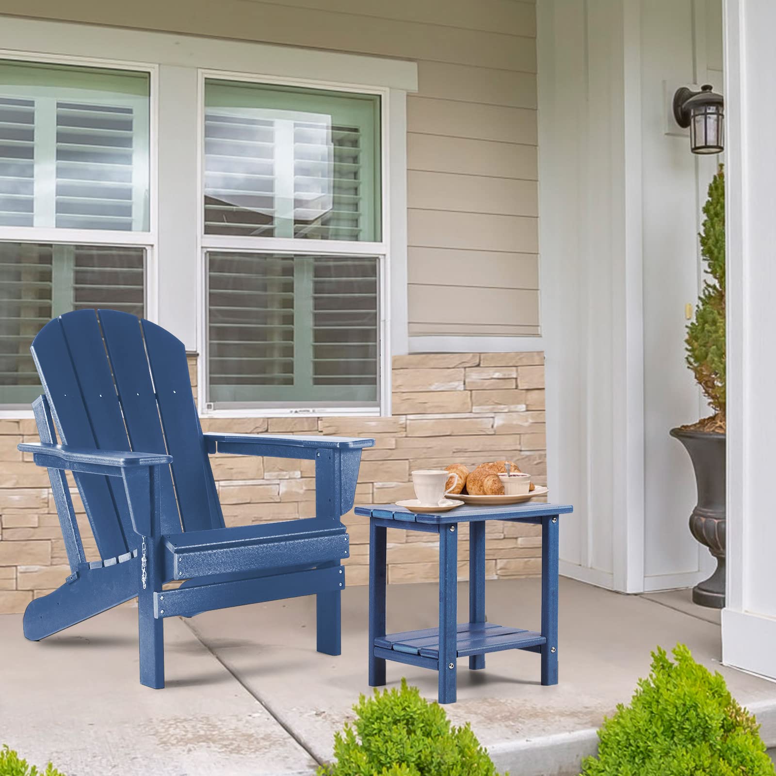 Apolimi Adirondack Outdoor Side Table dark blue side view