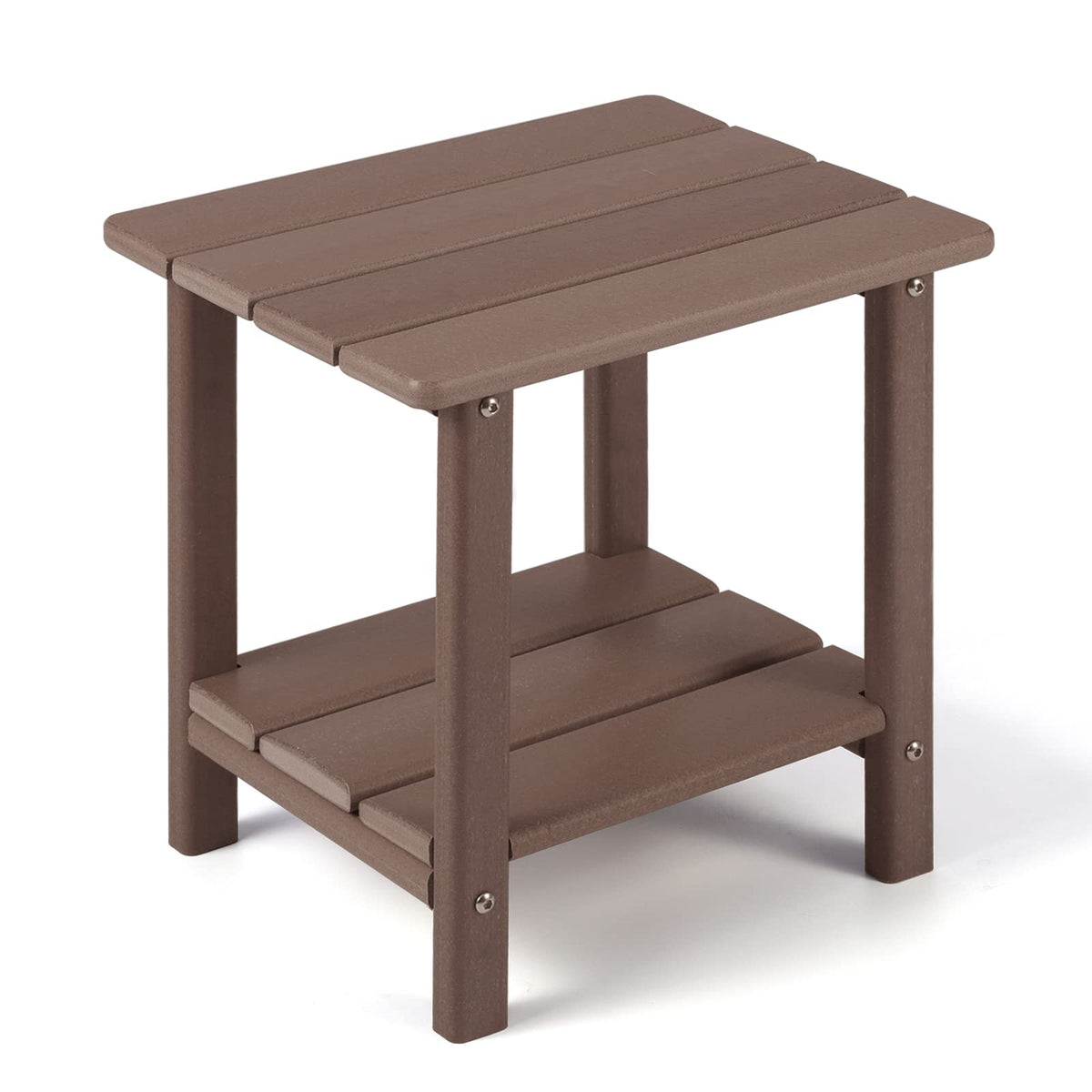 Apolimi Adirondack Outdoor Side Table front view in brown