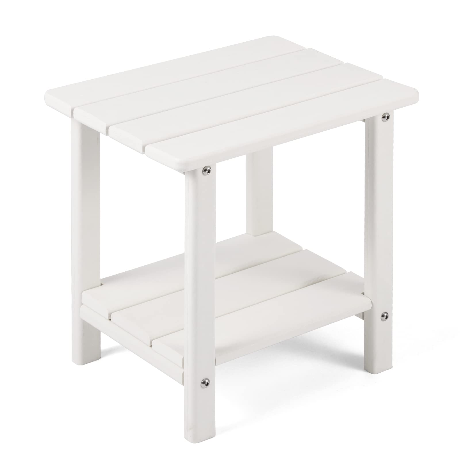 Apolimi Adirondack Outdoor Side Table front view in pure white