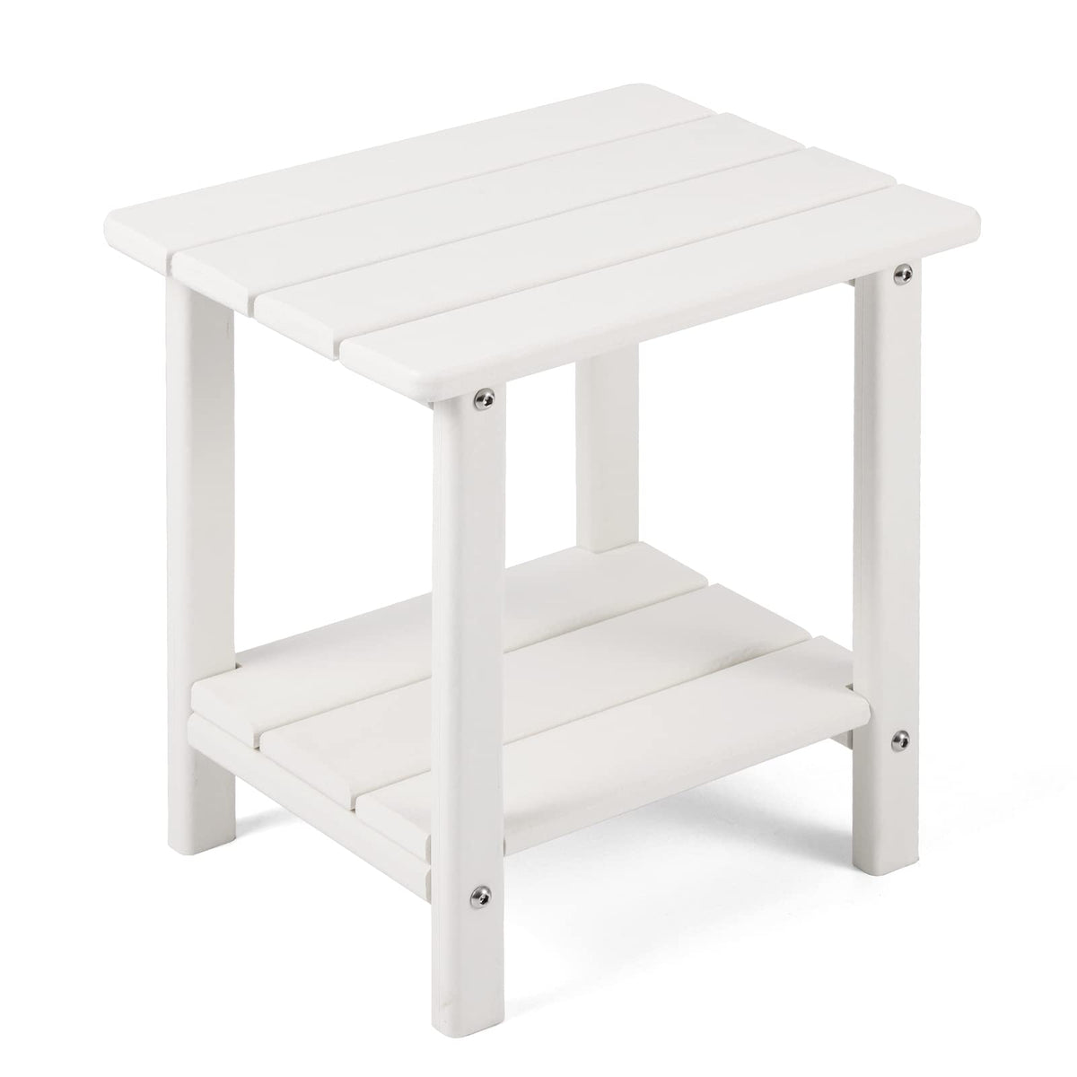 Apolimi Adirondack Outdoor Side Table front view in pure white