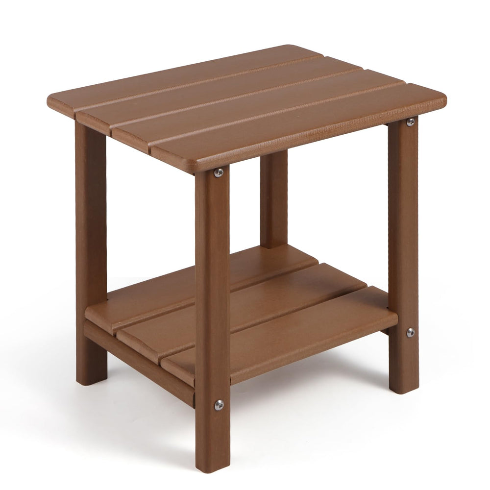 Apolimi Adirondack Outdoor Side Table front view in teak