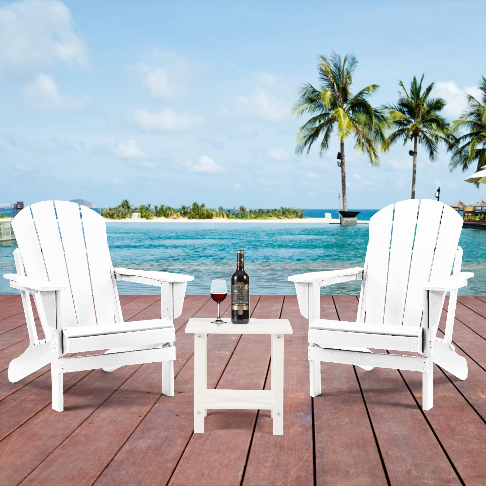 Apolimi Adirondack Outdoor Side Table in a garden setting