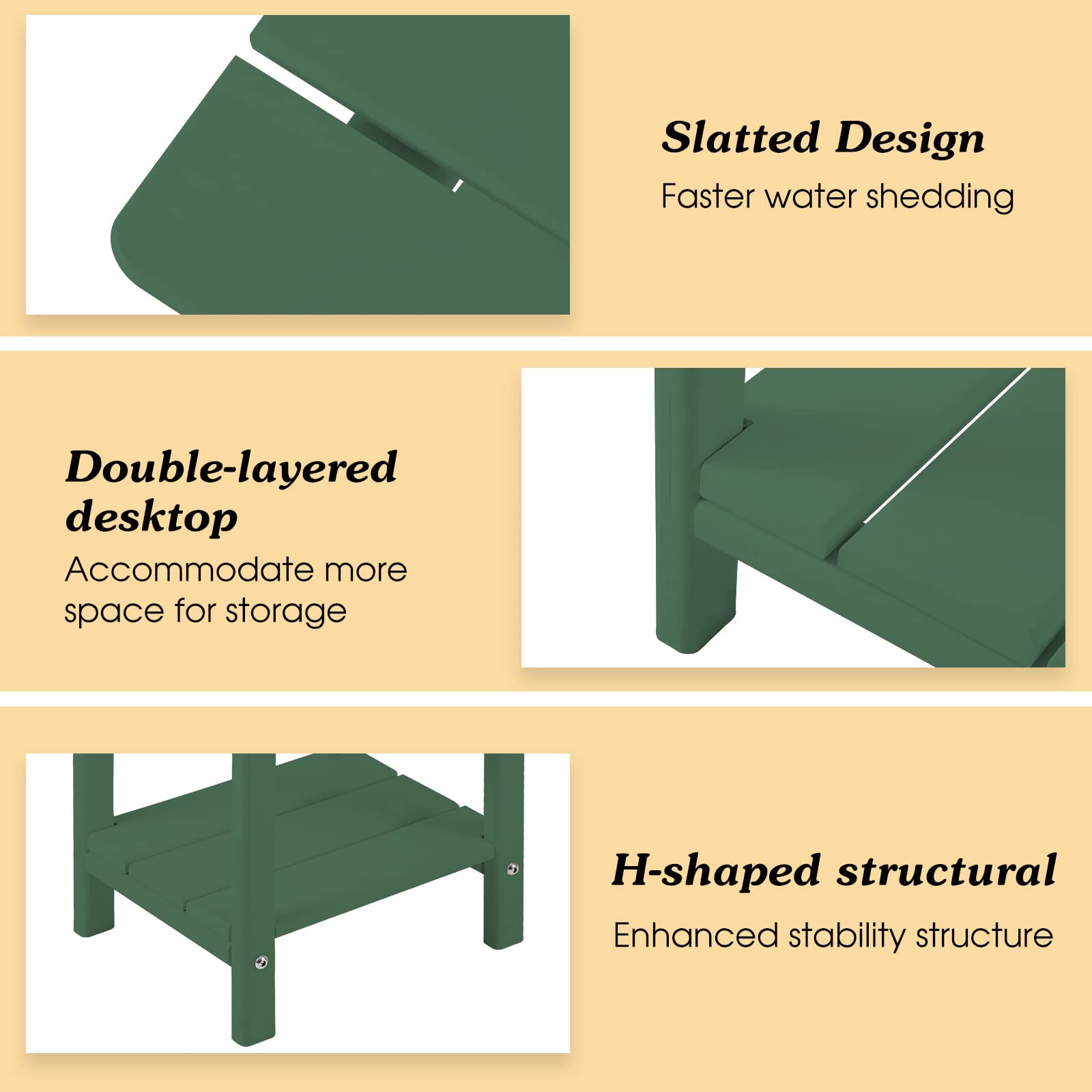 Apolimi Adirondack Outdoor Side Table set beside a lounge chair