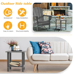 Apolimi light grey side table positioned beside an Adirondack chair