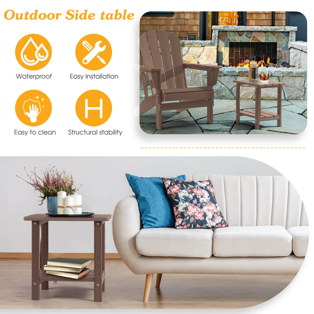 Apolimi outdoor side table assembled next to an Adirondack chair