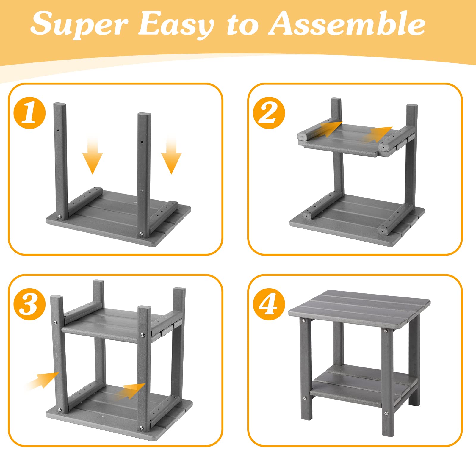 Apolimi outdoor side table being assembled
