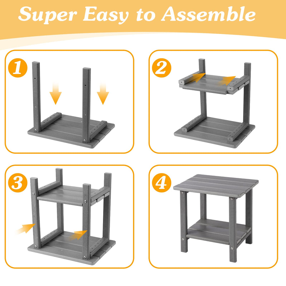 Apolimi outdoor side table being assembled