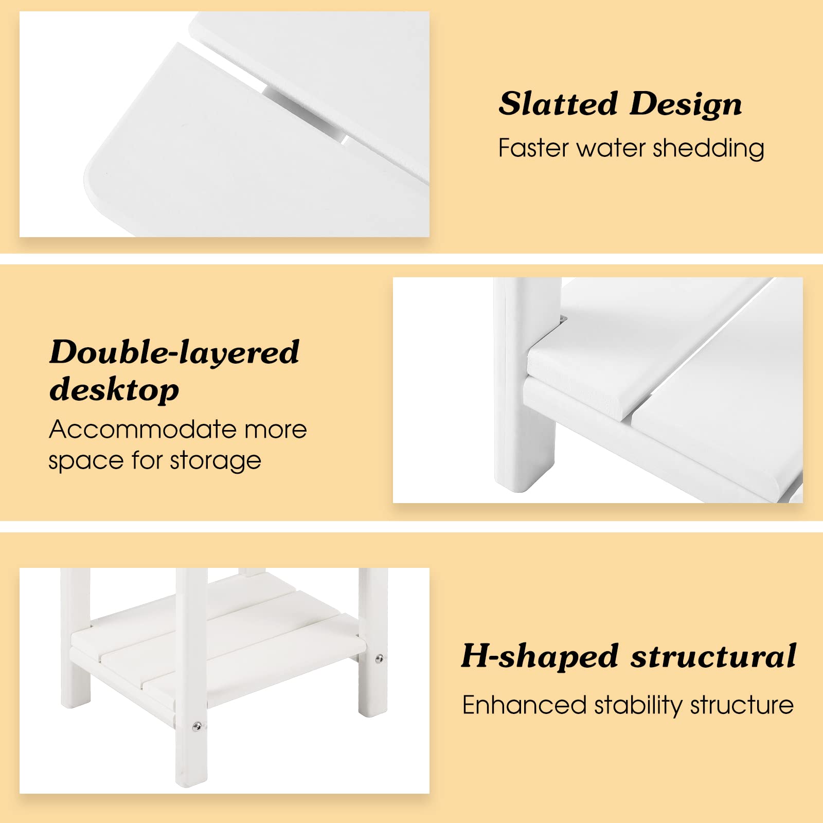 Apolimi Outdoor Side Table placed beside an Adirondack chair
