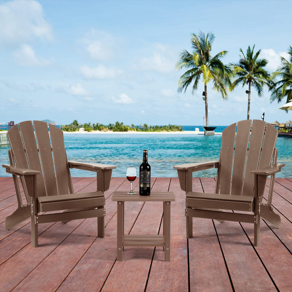 Apolimi side table used in a patio setting with drinks and a book