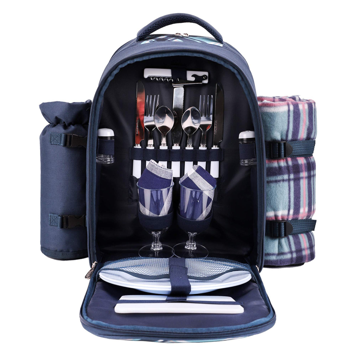 Apollo Walker Picnic Backpack blue front view