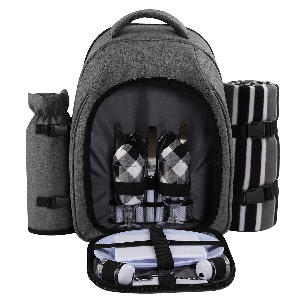 Apollo Walker Picnic Backpack front view in grey