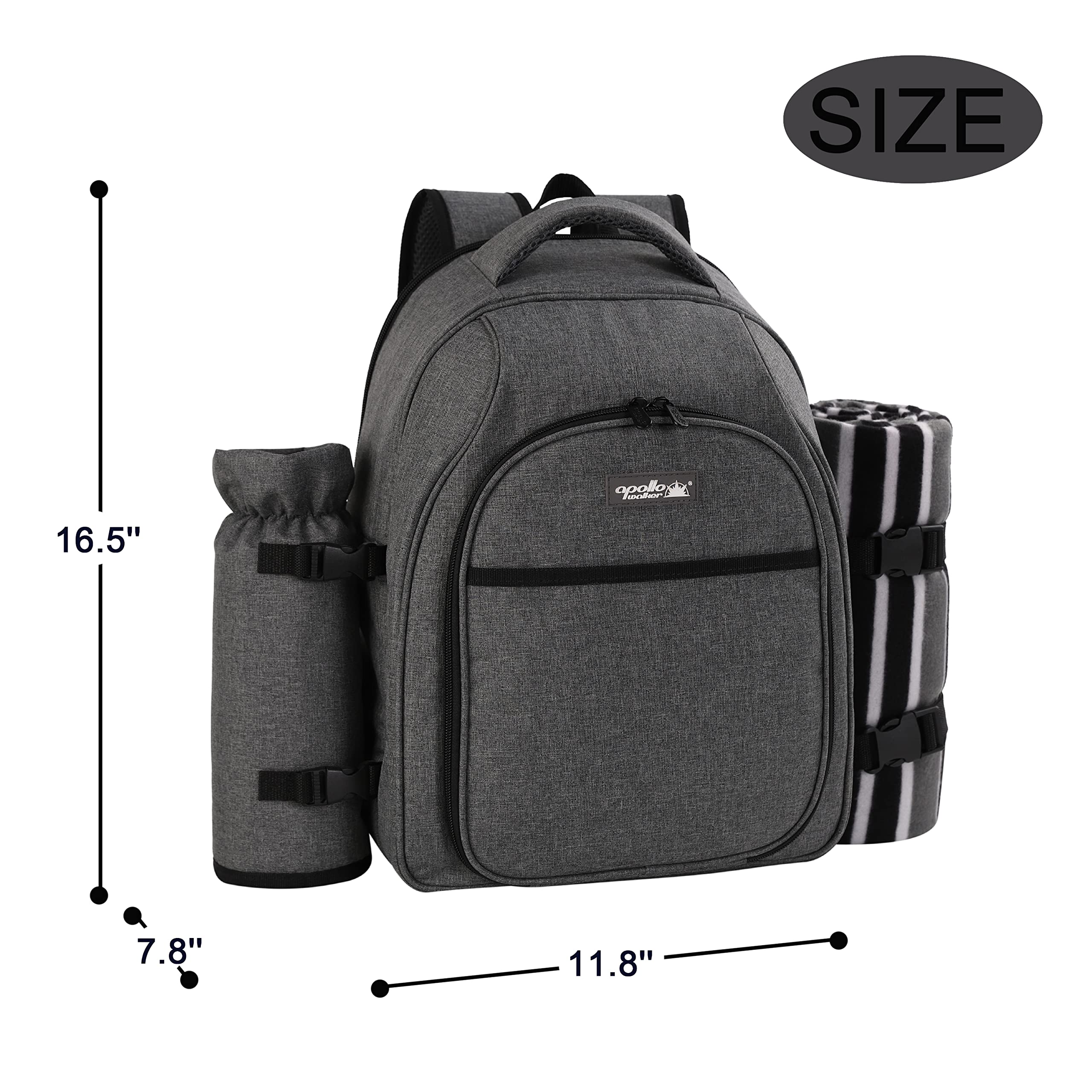 Apollo Walker Picnic Backpack side view with wine holder