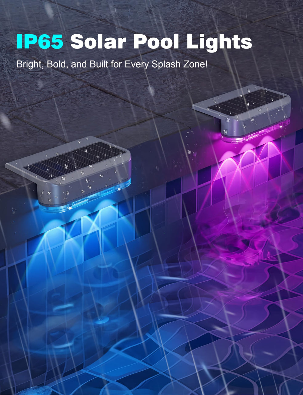 APONUO solar light in grey color against pool water