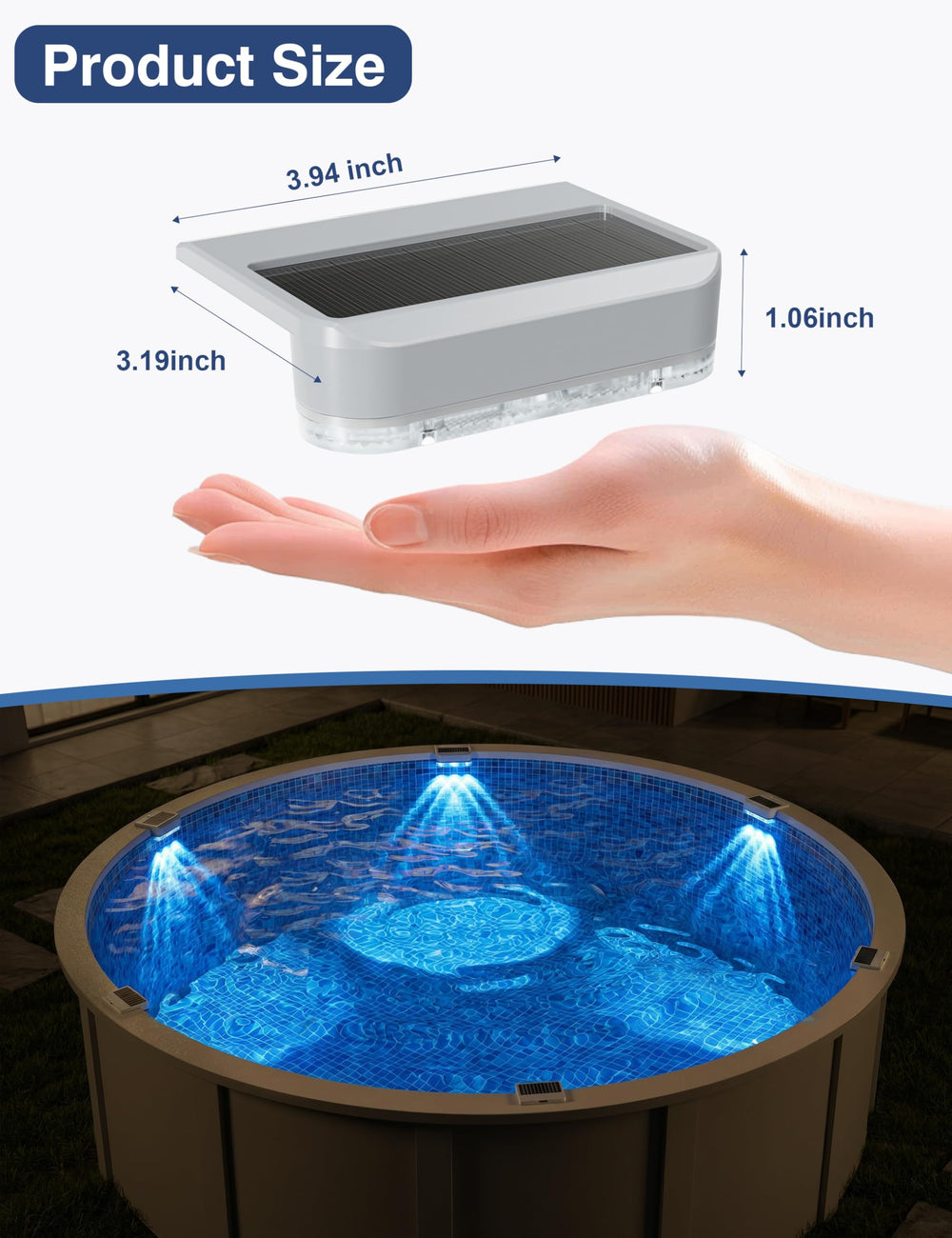 APONUO solar lights during a night pool party