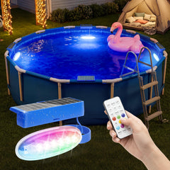 APONUO Solar Pool Lights front view, blue colour