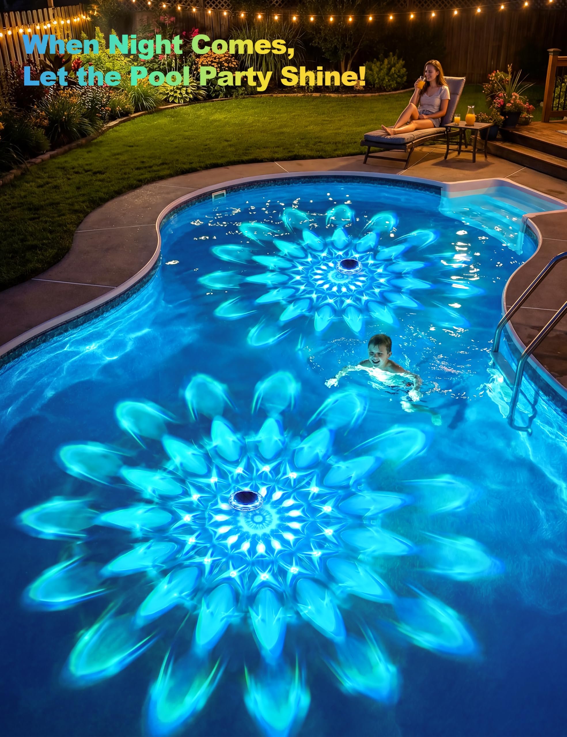 APONUO Solar Pool Lights in rainy weather