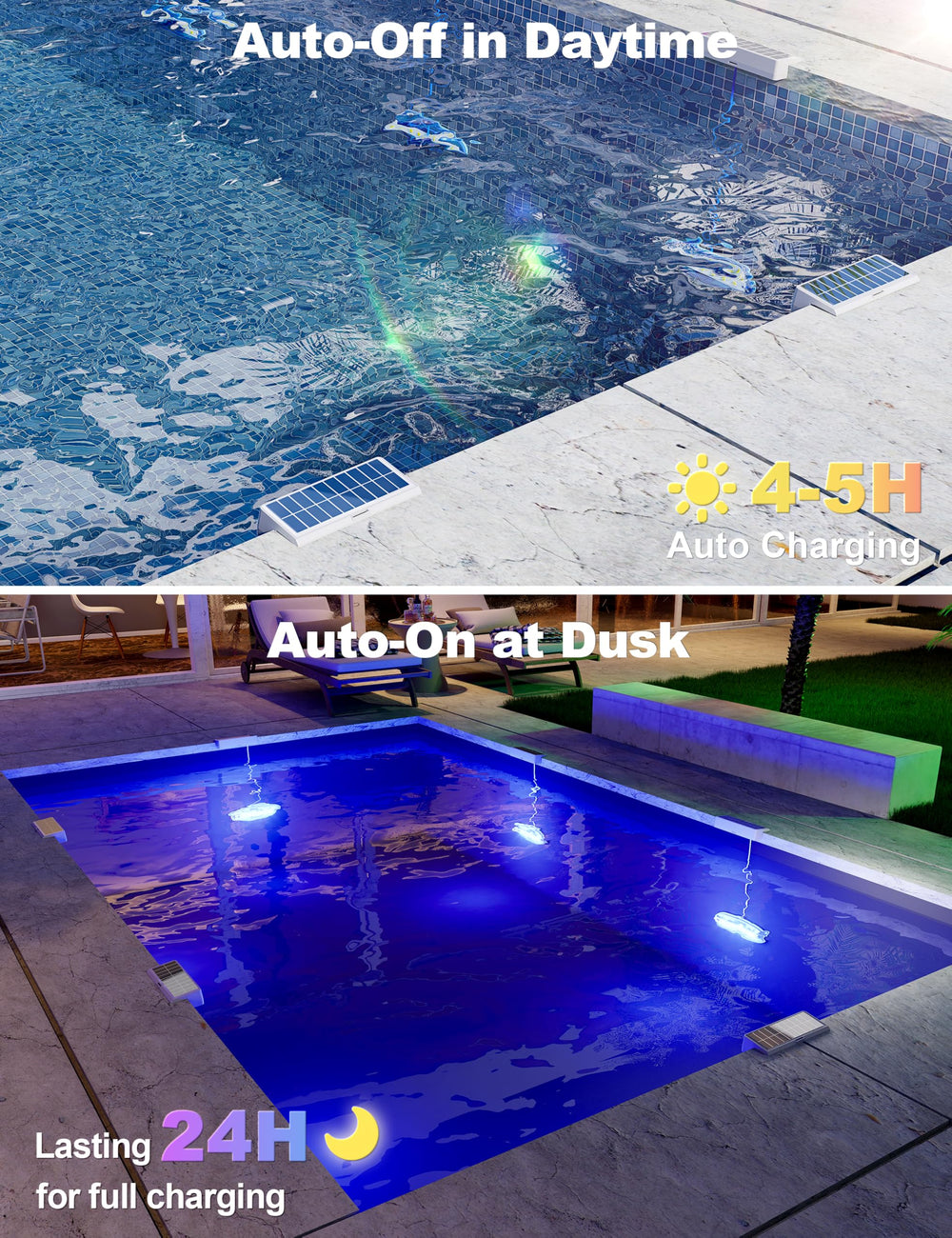APONUO Solar Pool Lights installed in above ground pool