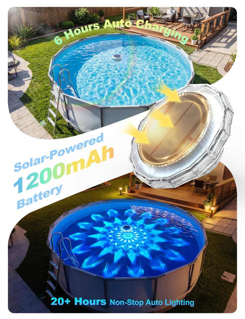 APONUO Solar Pool Lights remote control and instruction manual