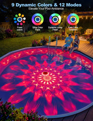 APONUO Solar Pool Lights showing dynamic color modes