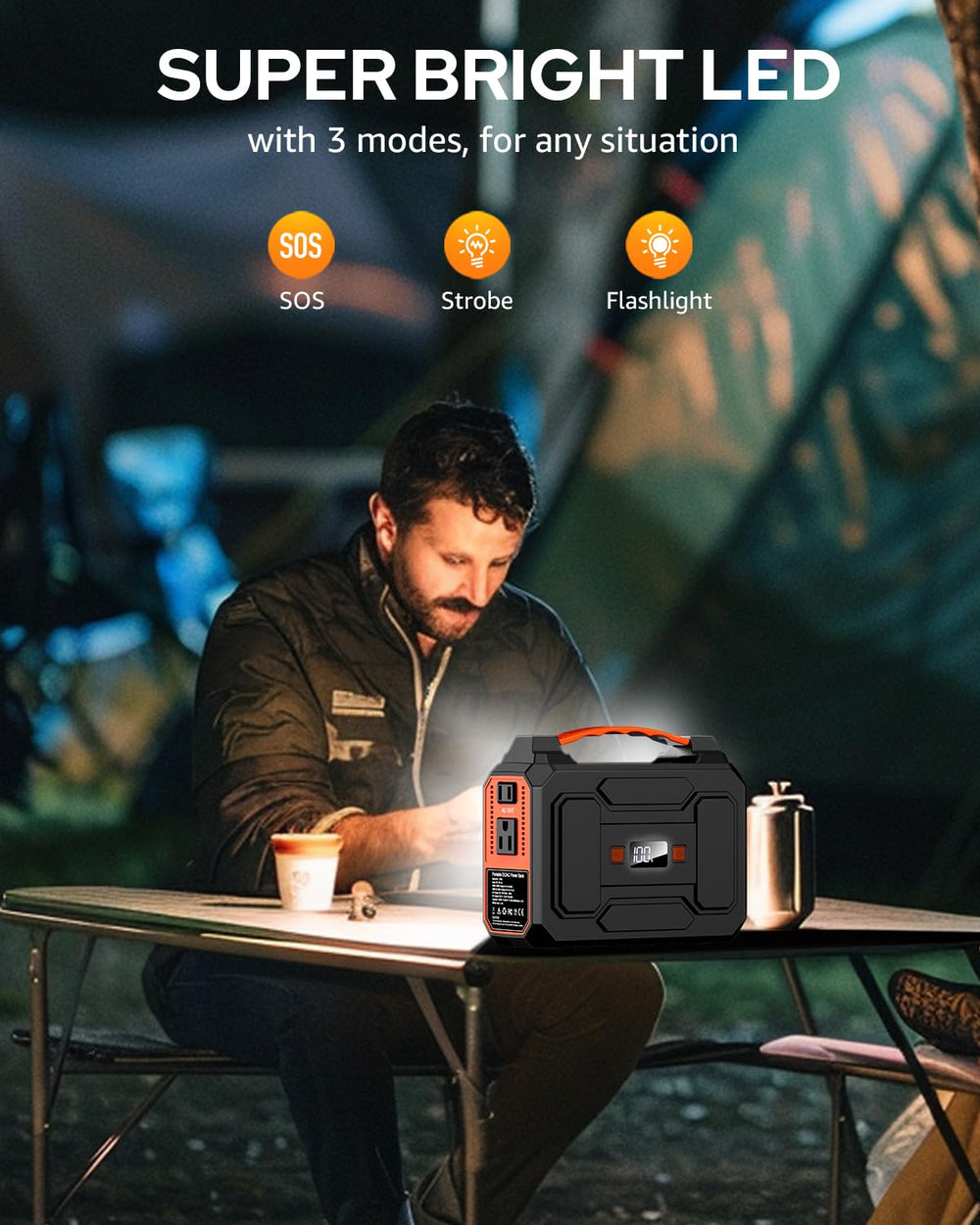 Apowking Portable Power Station in a camping setting