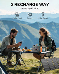 Apowking Portable Power Station side view with LED flashlight