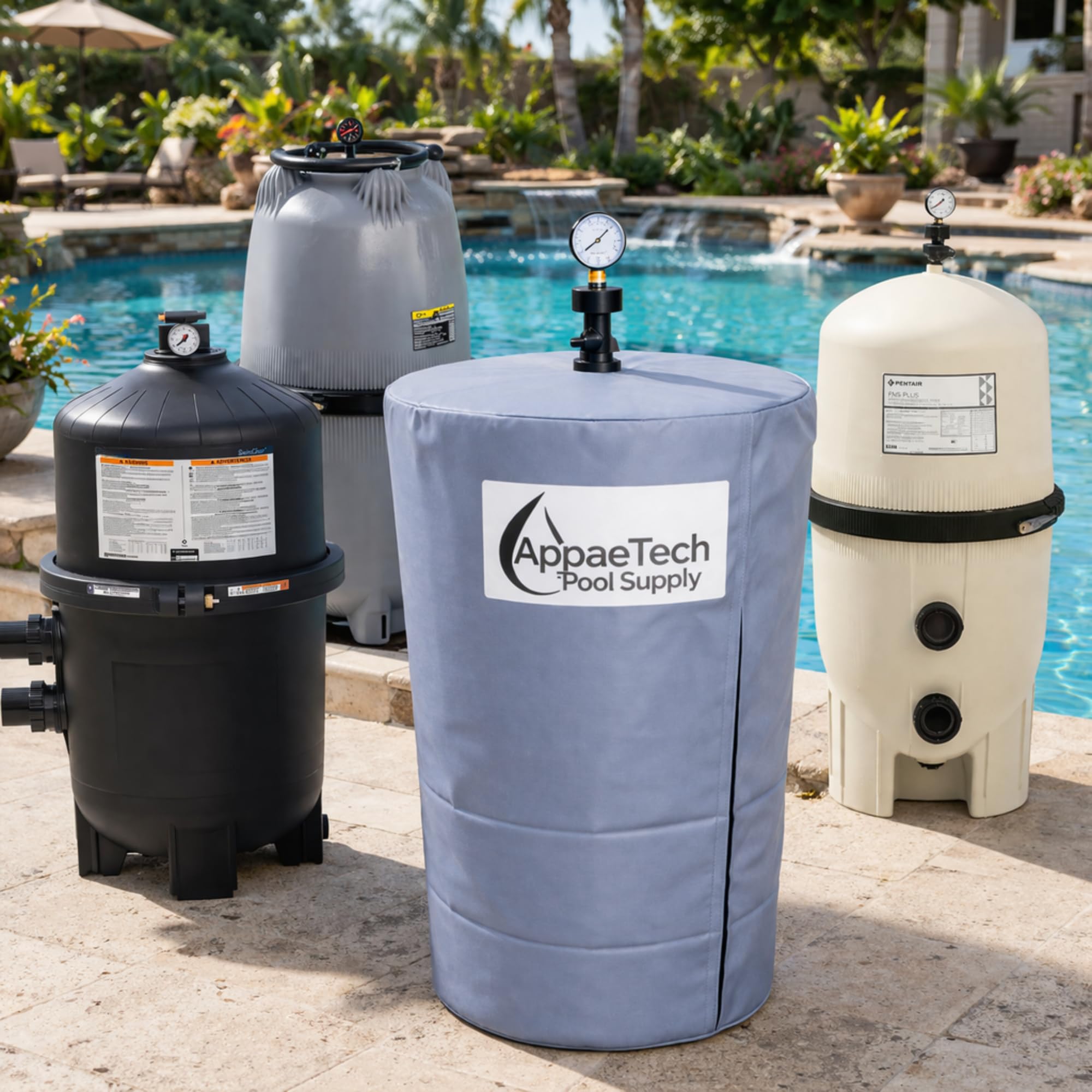AppaeTech pool filter cover in use during summer