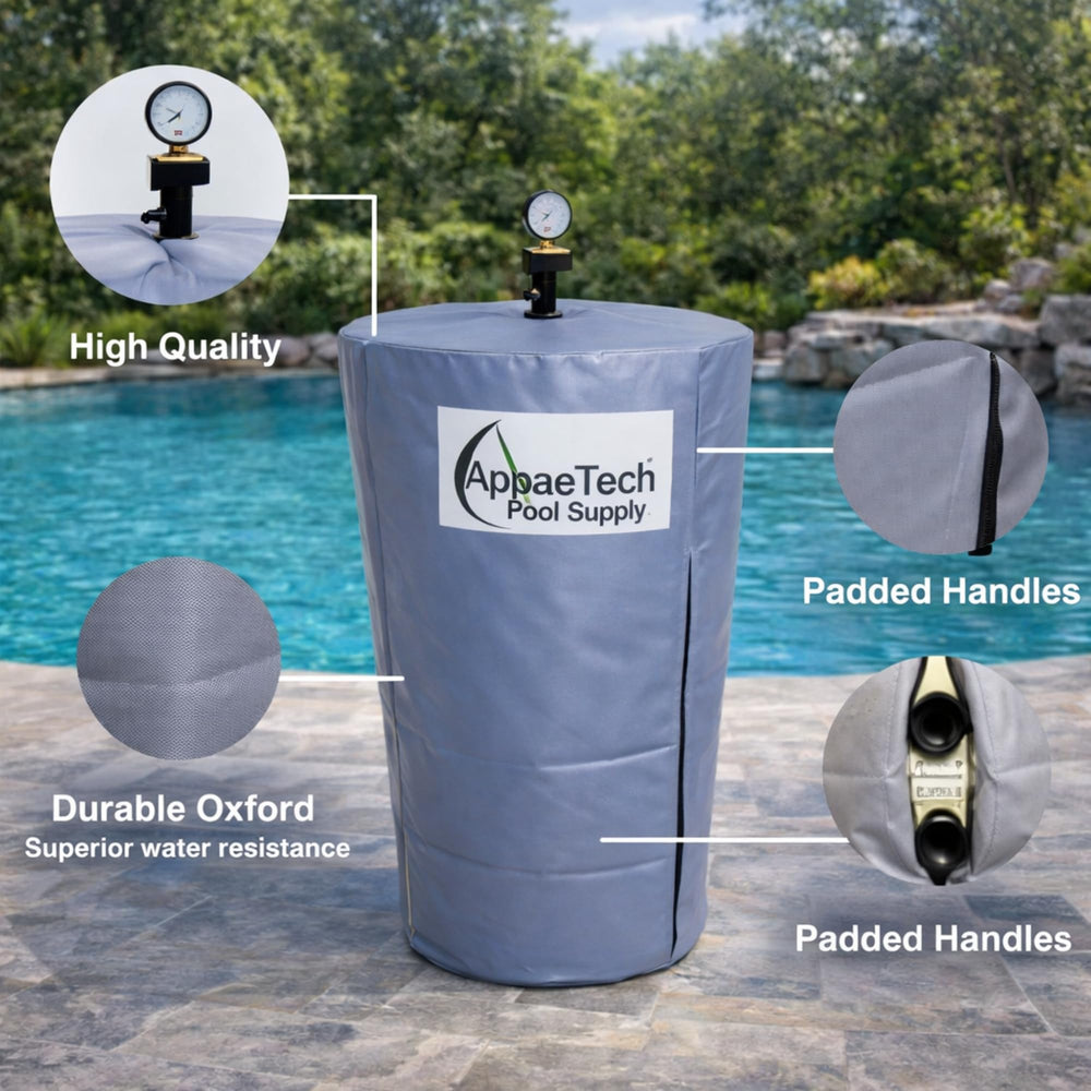 AppaeTech pool filter cover side view with reinforced seams