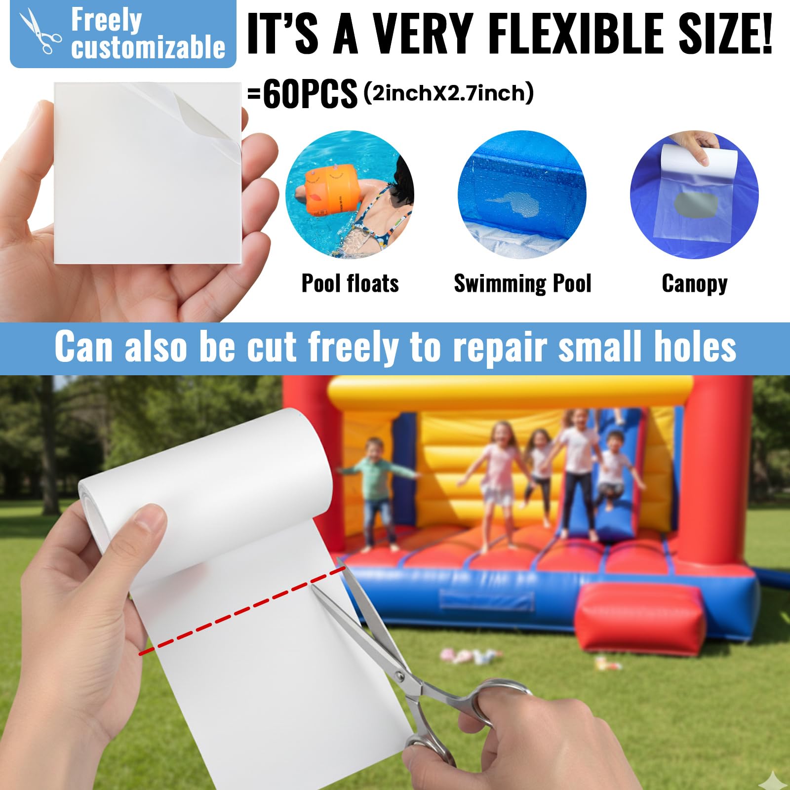 Application example of Tikfoam repair tape on a pool float