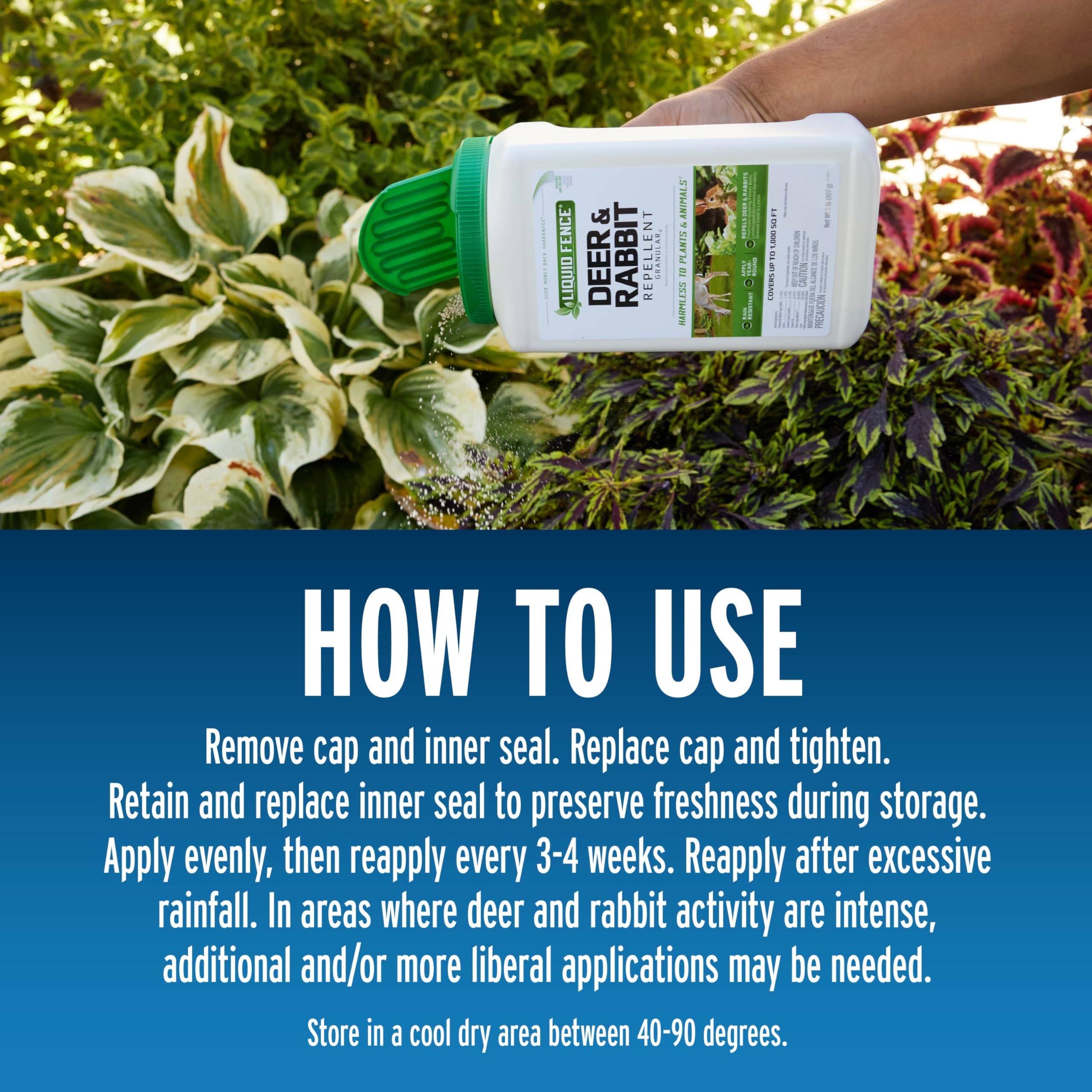 Application of Liquid Fence Deer & Rabbit Repellent Granular in garden