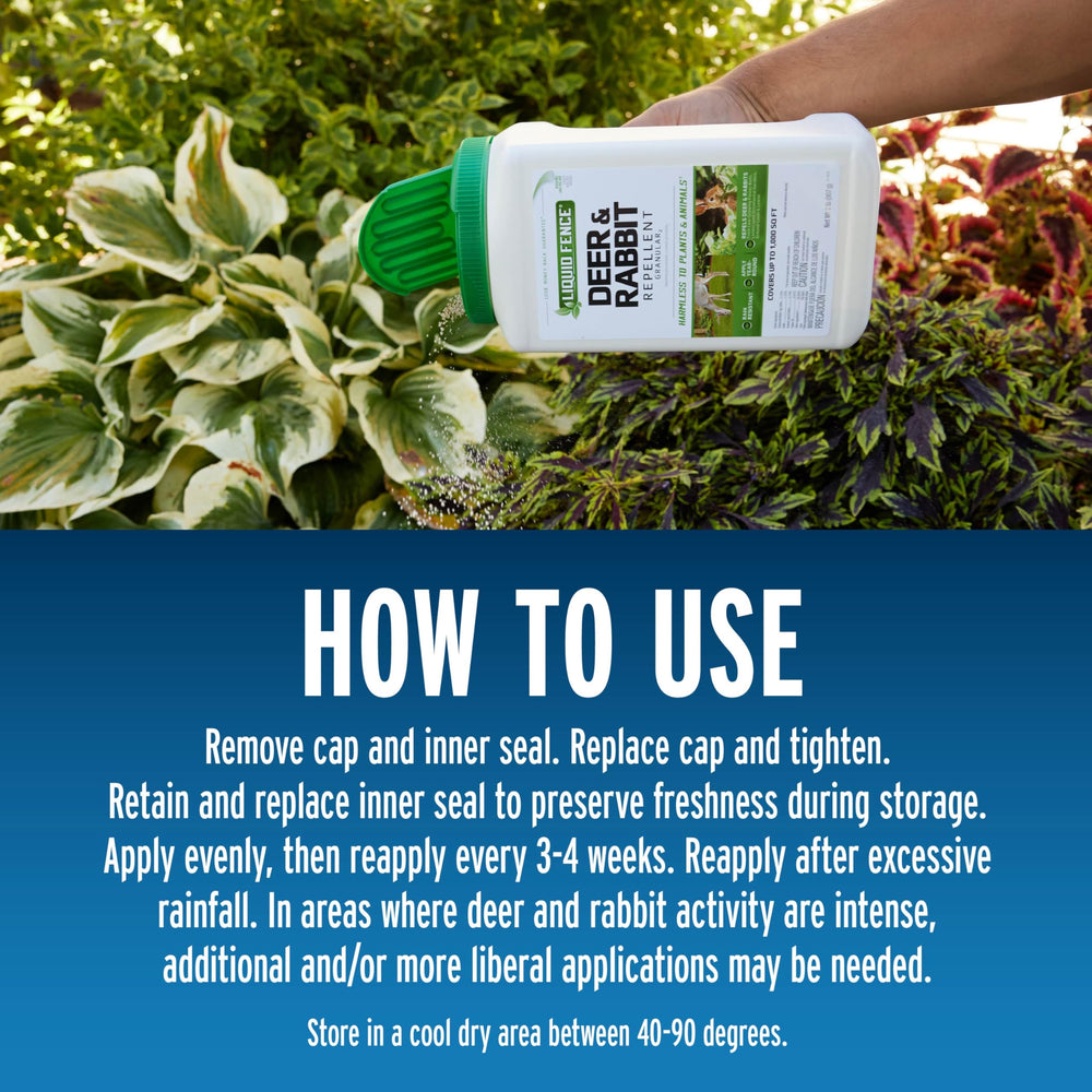 Application of Liquid Fence Deer & Rabbit Repellent Granular in garden