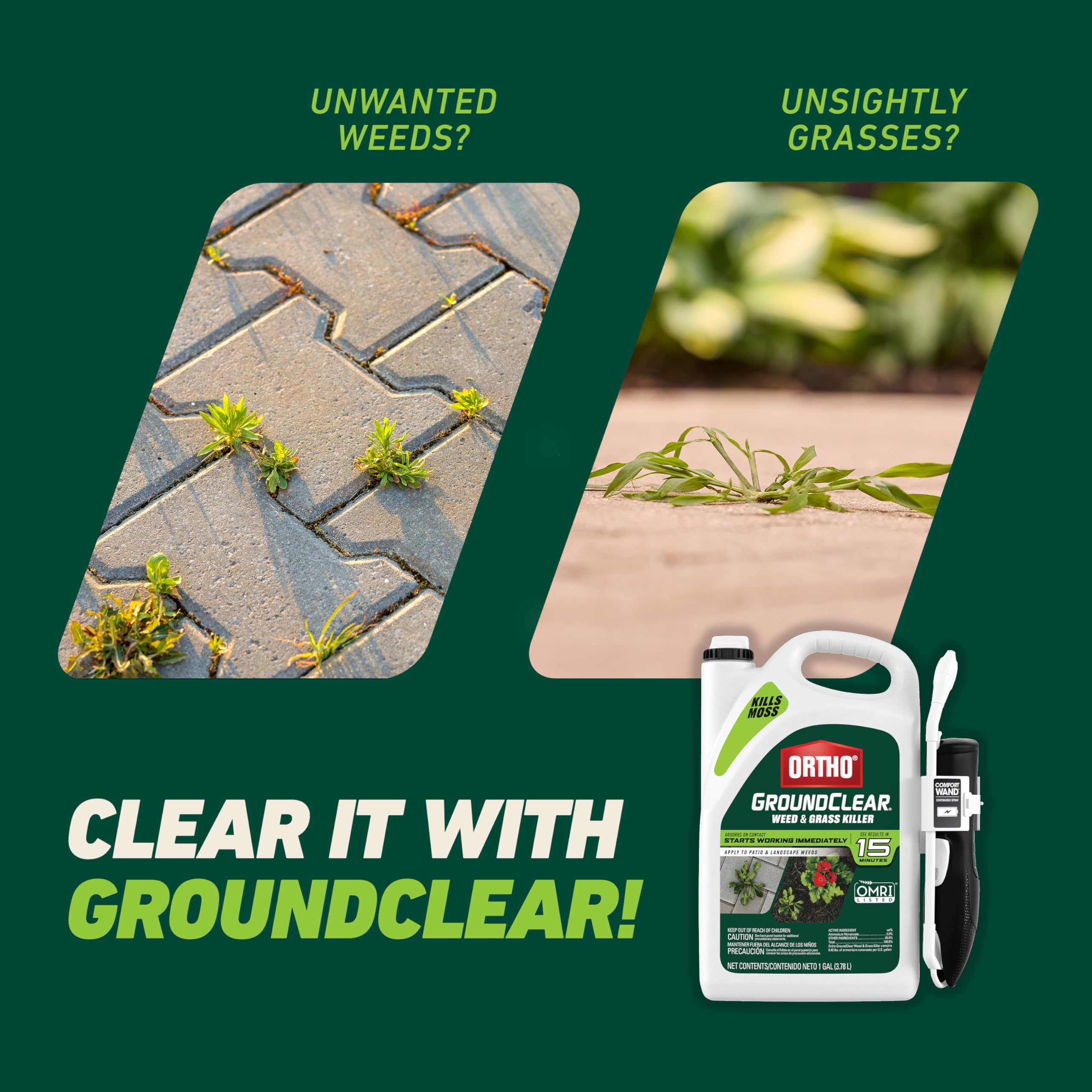Application of Ortho GroundClear on a driveway