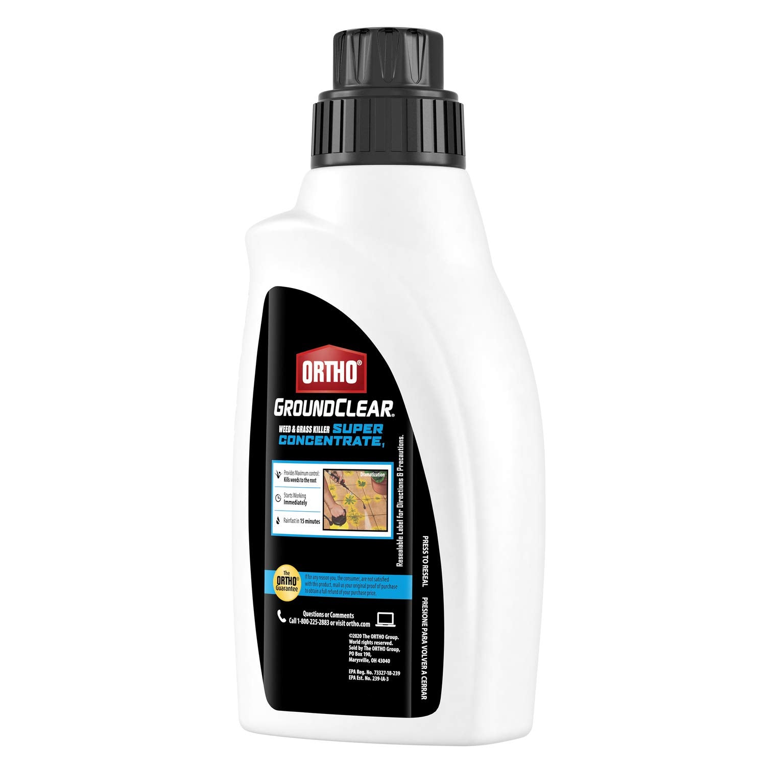 Application of Ortho GroundClear on weeds in a garden